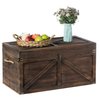 Vintiquewise Brown Large Wooden Lockable Trunk Farmhouse Style Rustic Design Lined Storage Chest w/Rope Handles QI003797L